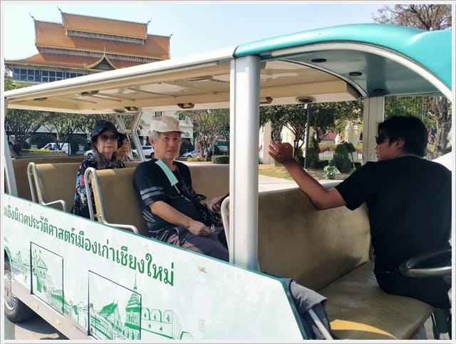 TourEV Tram at Chiangmai, Old city.